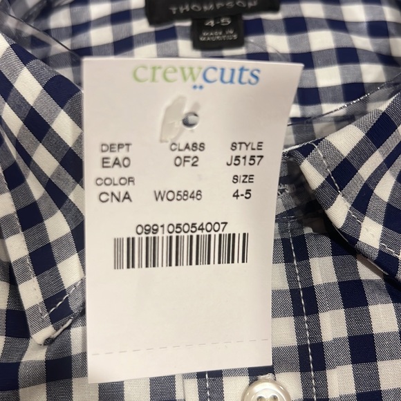 Crewcuts navy blue and white gingham button-down Thompson Suiting - Picture 2 of 3